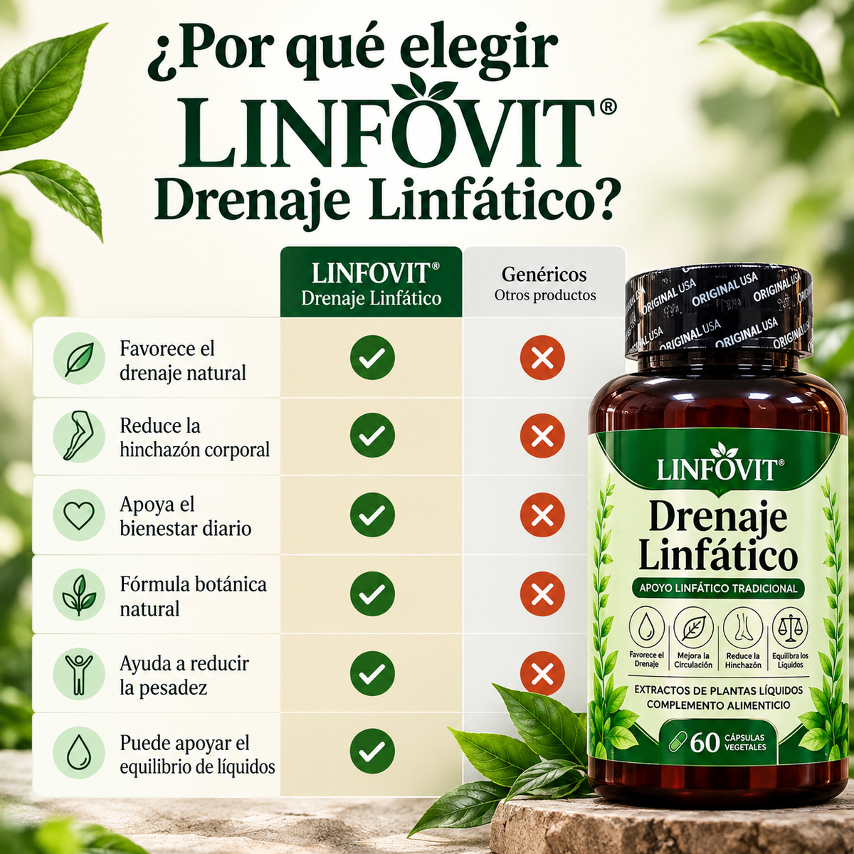 LINFOVIT Drenaje Linfático – 60 Cápsulas Vegetales